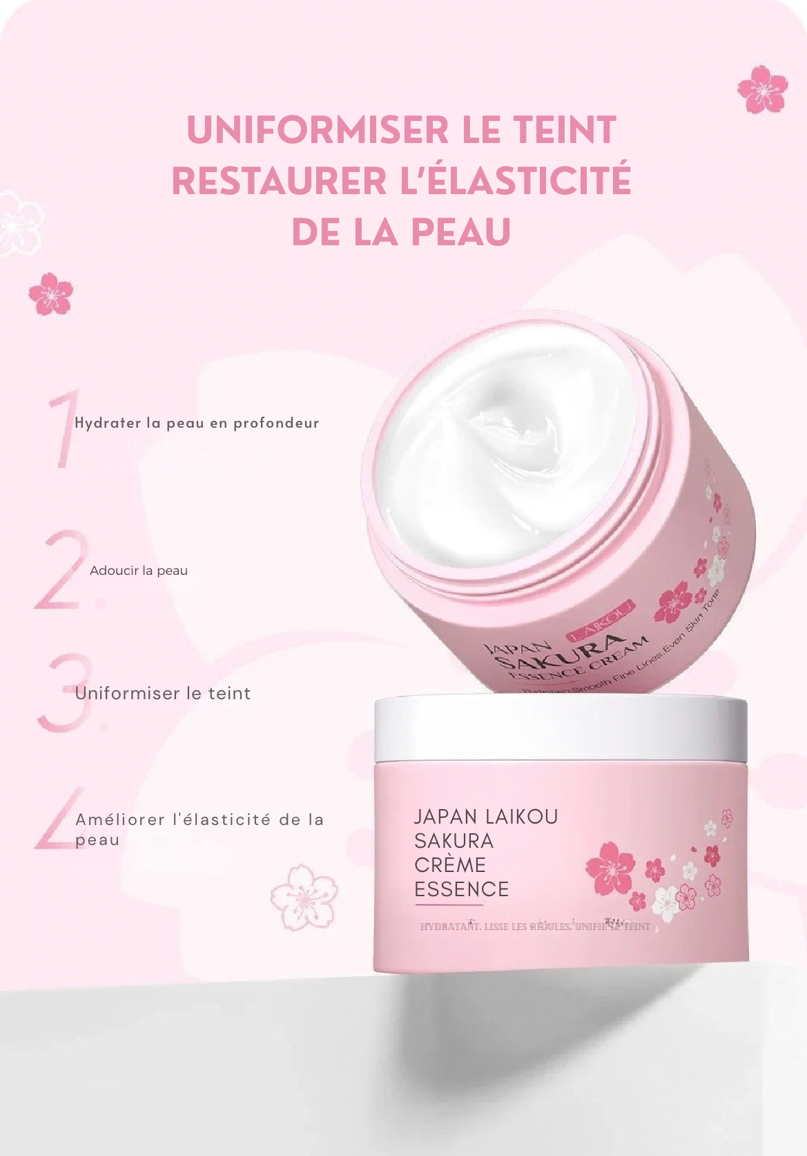 Crème Essence Sakura LAIKOU — Hydratation & Anti-rides