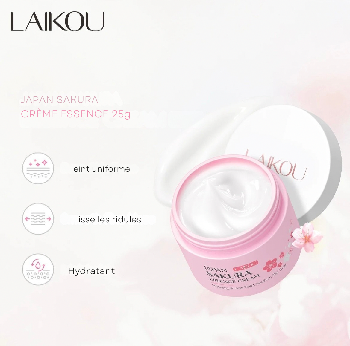 Crème Essence Sakura LAIKOU — Hydratation & Anti-rides